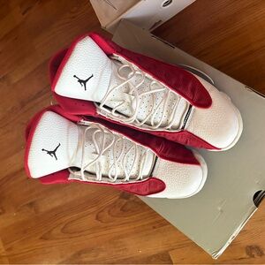 Jordan Red and White High-Top Sneakers